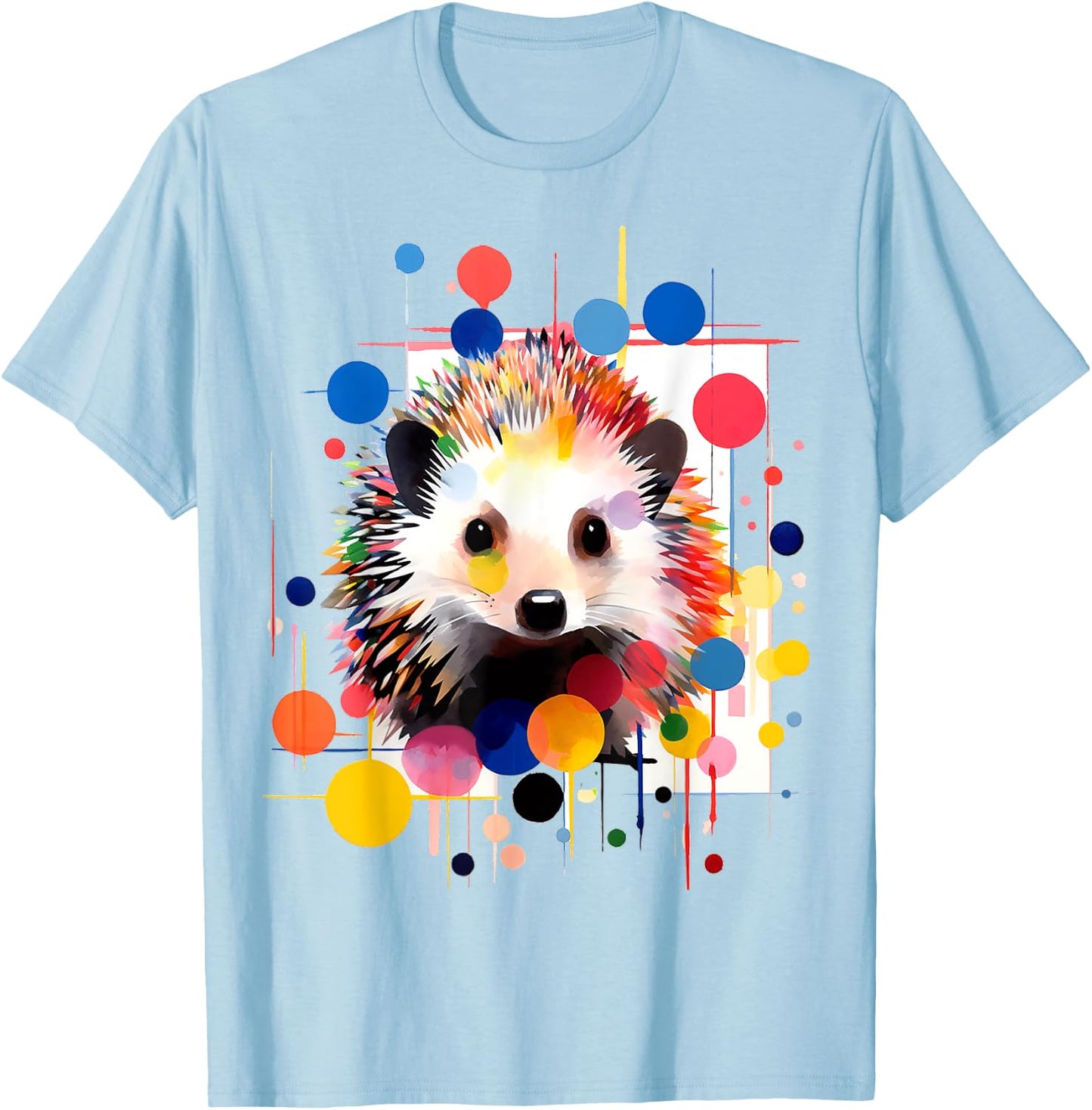 Hedgehog Colorful Art Abstract Animal Graphic Hedgehog T-Shirt - T-Shirt | Light Blue