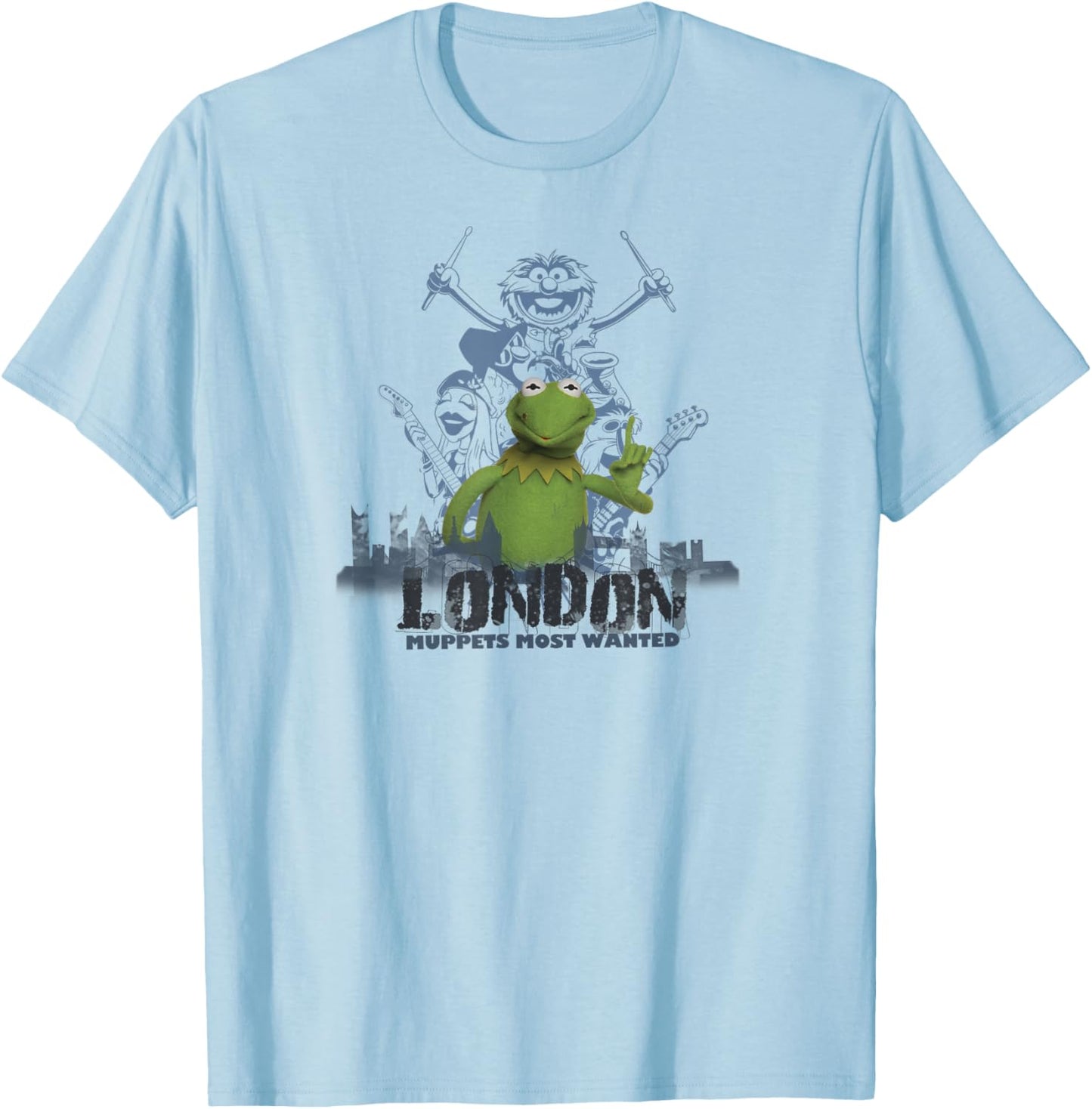 Disney The Muppets Most Wanted Vintage London Kermit Poster T-Shirt - T-Shirt | Light Blue