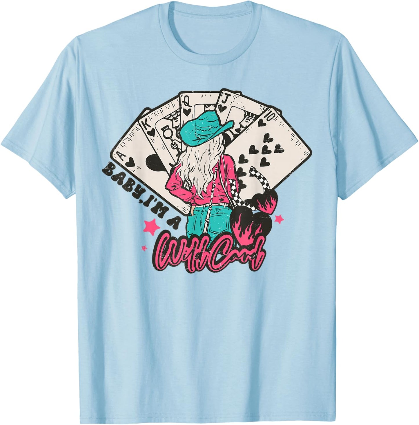 Baby I'm a WildCard Western Cowgirl Vintage Country T-Shirt - T-Shirt | Light Blue