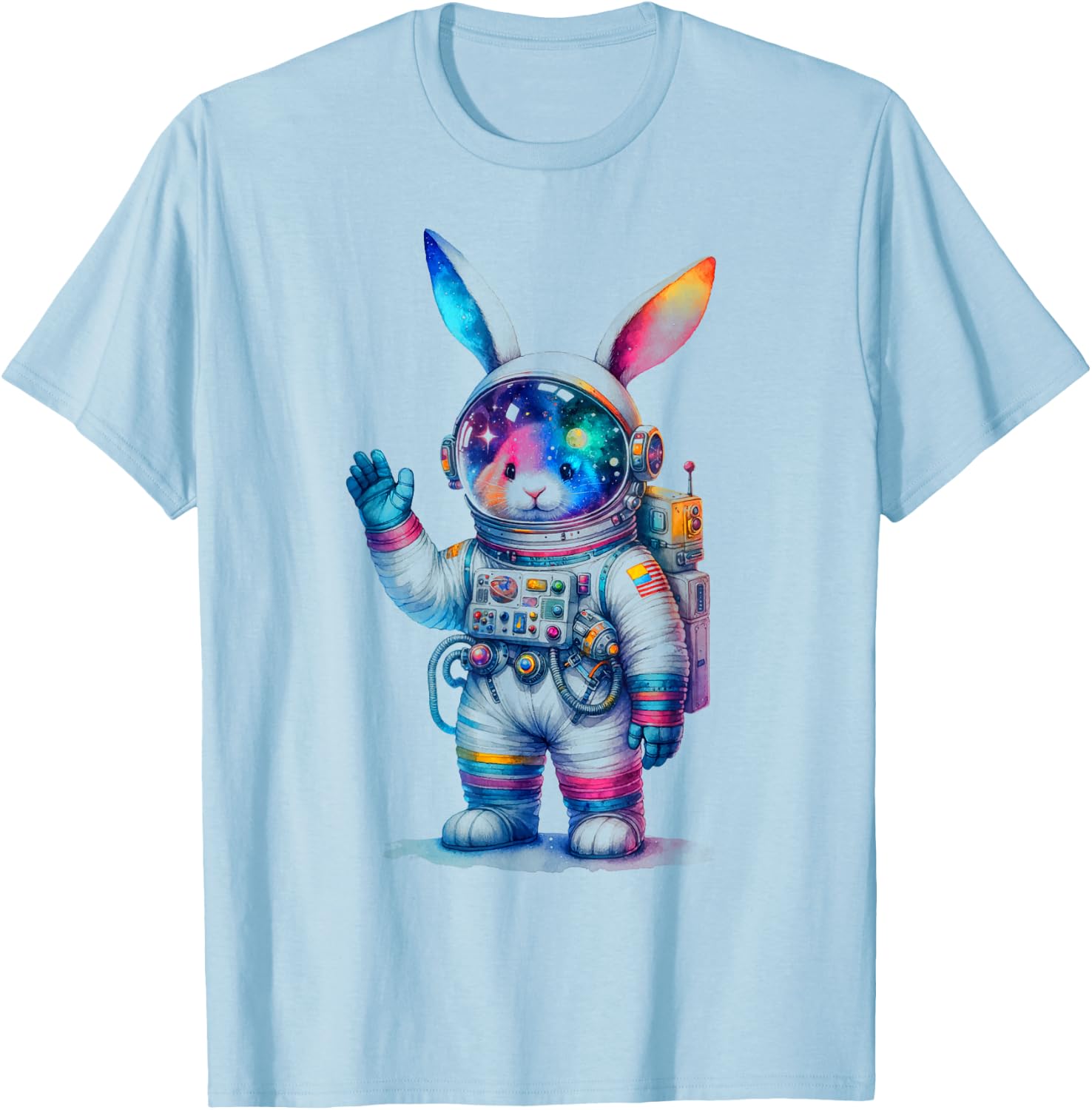 Astronaut Bunny Easter Day Rabbit USA Funny Outer Space T-Shirt - T-Shirt | Light Blue