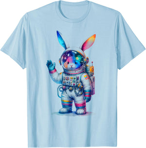 Astronaut Bunny Easter Day Rabbit USA Funny Outer Space T-Shirt - T-Shirt | Light Blue