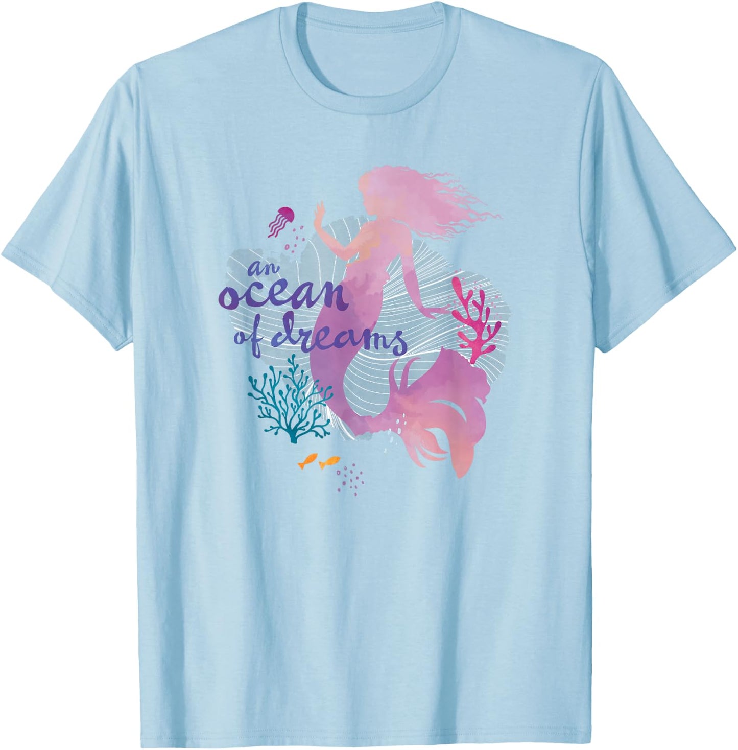 Disney The Little Mermaid An Ocean Of Dreams Silhouette T-Shirt - T-Shirt | Light Blue