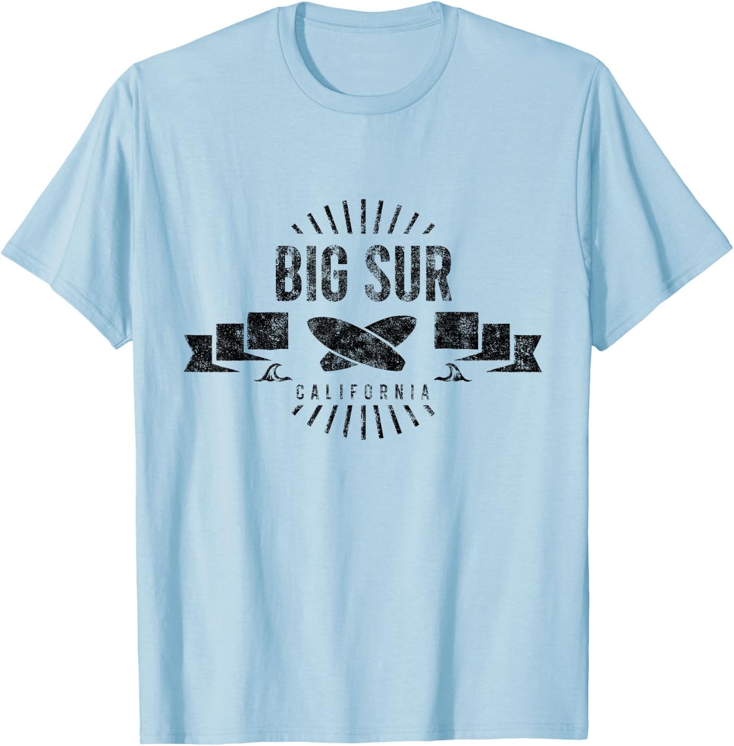 Big Sur Surf Cali Vintage Surfing Beach Retro Surfboard Men Women Girls Kids T-Shirt - T-Shirt | Light Blue