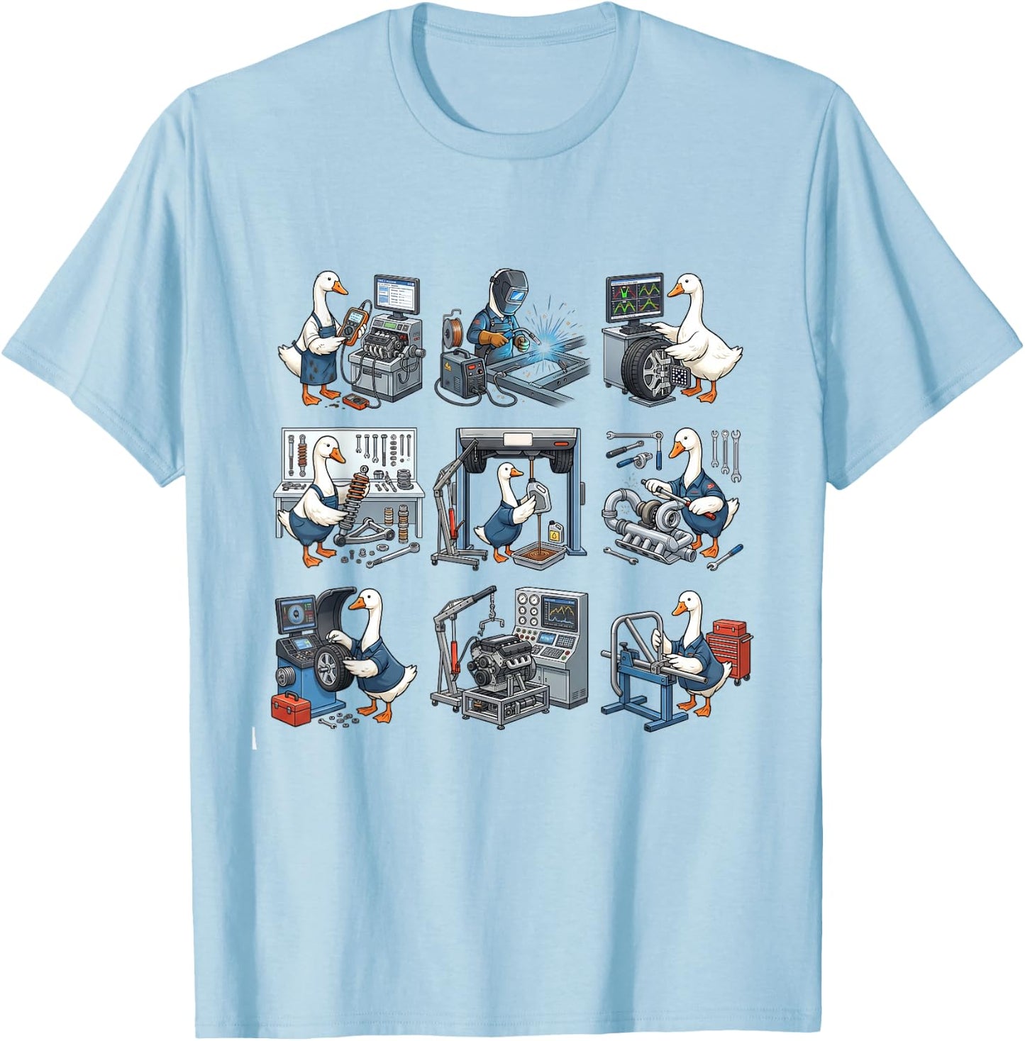 Silly Goose Mechanic Shirt Funny Car Repair Auto Technician T-Shirt - T-Shirt | Light Blue