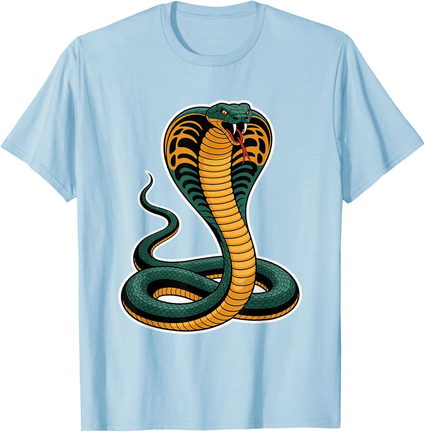 Fierce Cobra Snake Tattoo Style Red Orange Gradient T-Shirt - T-Shirt | Light Blue