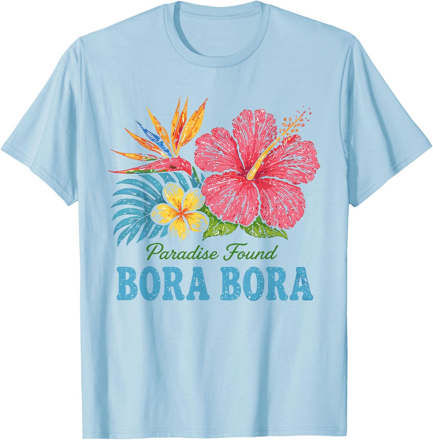 Bora Bora Retro Vintage Tropical Beach Vacation T-Shirt - T-Shirt | Light Blue