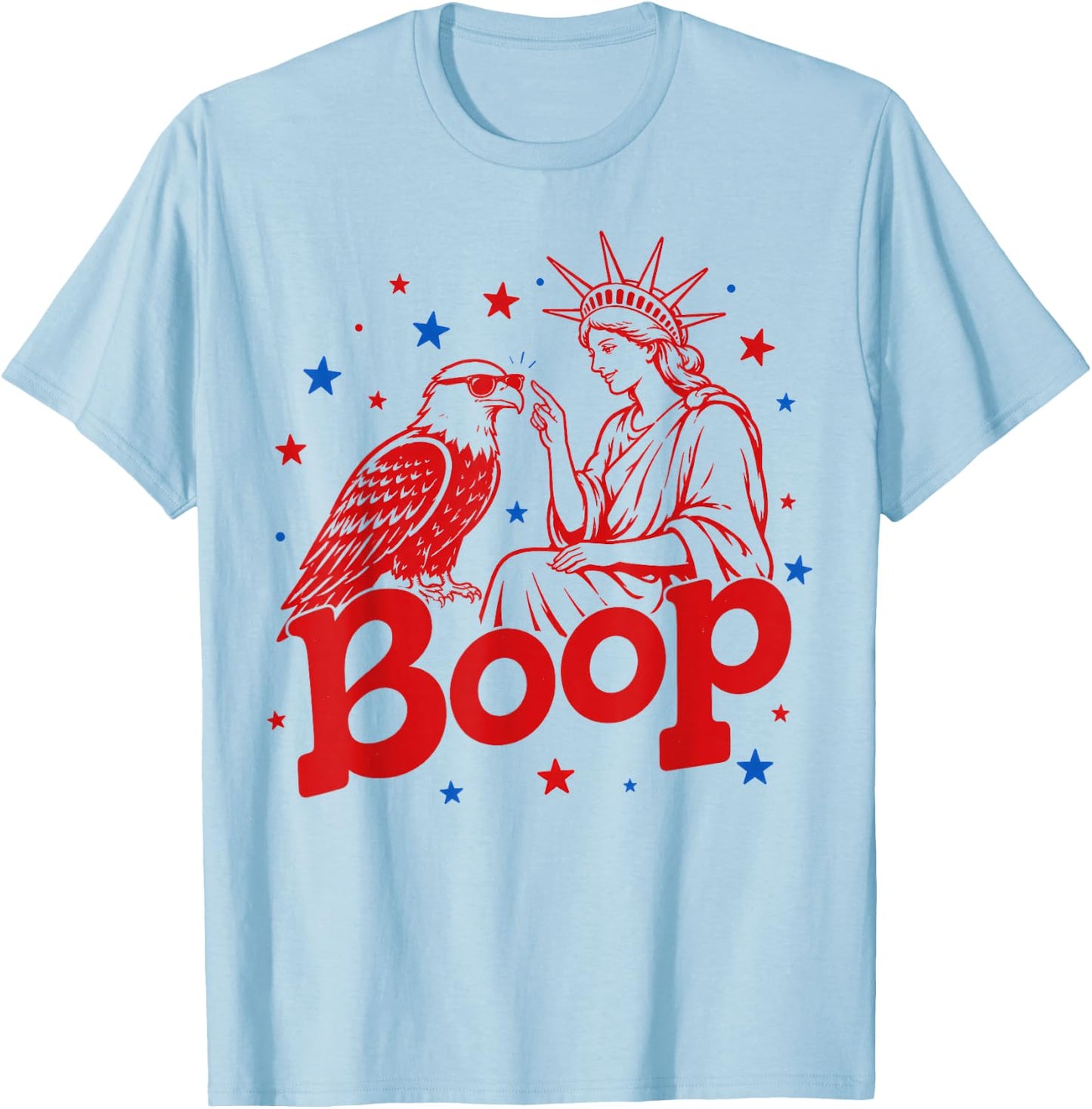 Boop Vintage Girl and Eagle Funny Patriotic Retro Art T-Shirt - T-Shirt | Light Blue