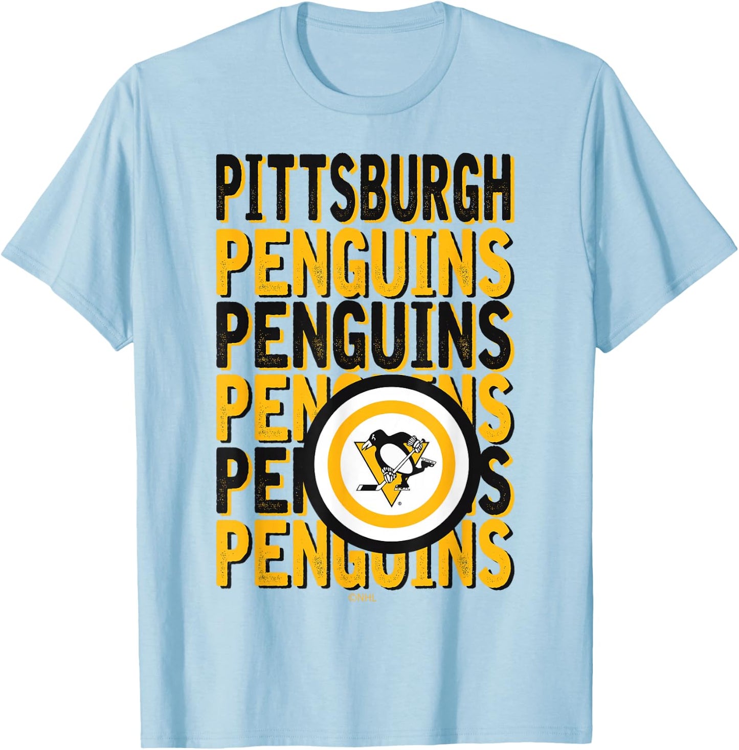 Pittsburgh Penguins Repeat Gray Officially Licensed T-Shirt - T-Shirt | Light Blue