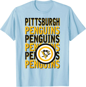 Pittsburgh Penguins Repeat Gray Officially Licensed T-Shirt - T-Shirt | Light Blue