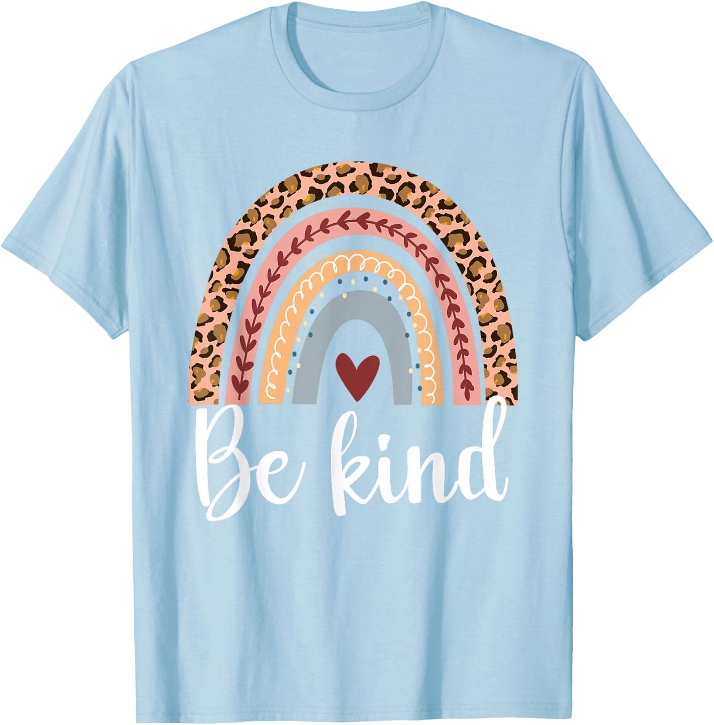 Be kind with leopard rainbow for anti bullying unity day T-Shirt - T-Shirt | Light Blue