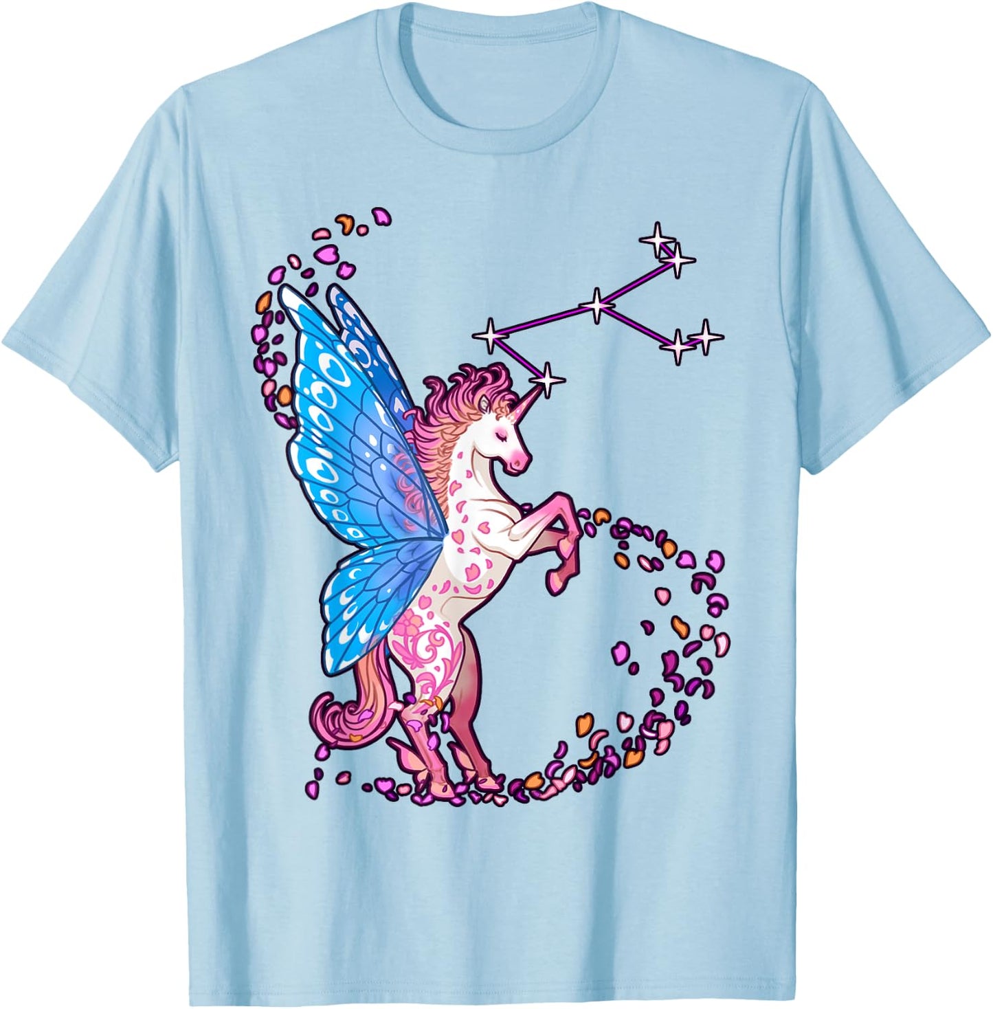 Fairy winged unicorn constellation Fantasy Anime style T-Shirt - T-Shirt | Light Blue