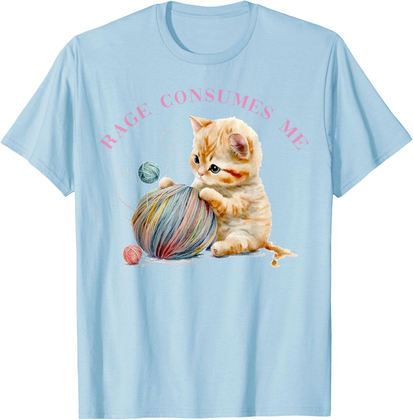 Funny Rage Consumes Me Kitten Cute Cat Meme Mental Health T-Shirt - T-Shirt | Light Blue