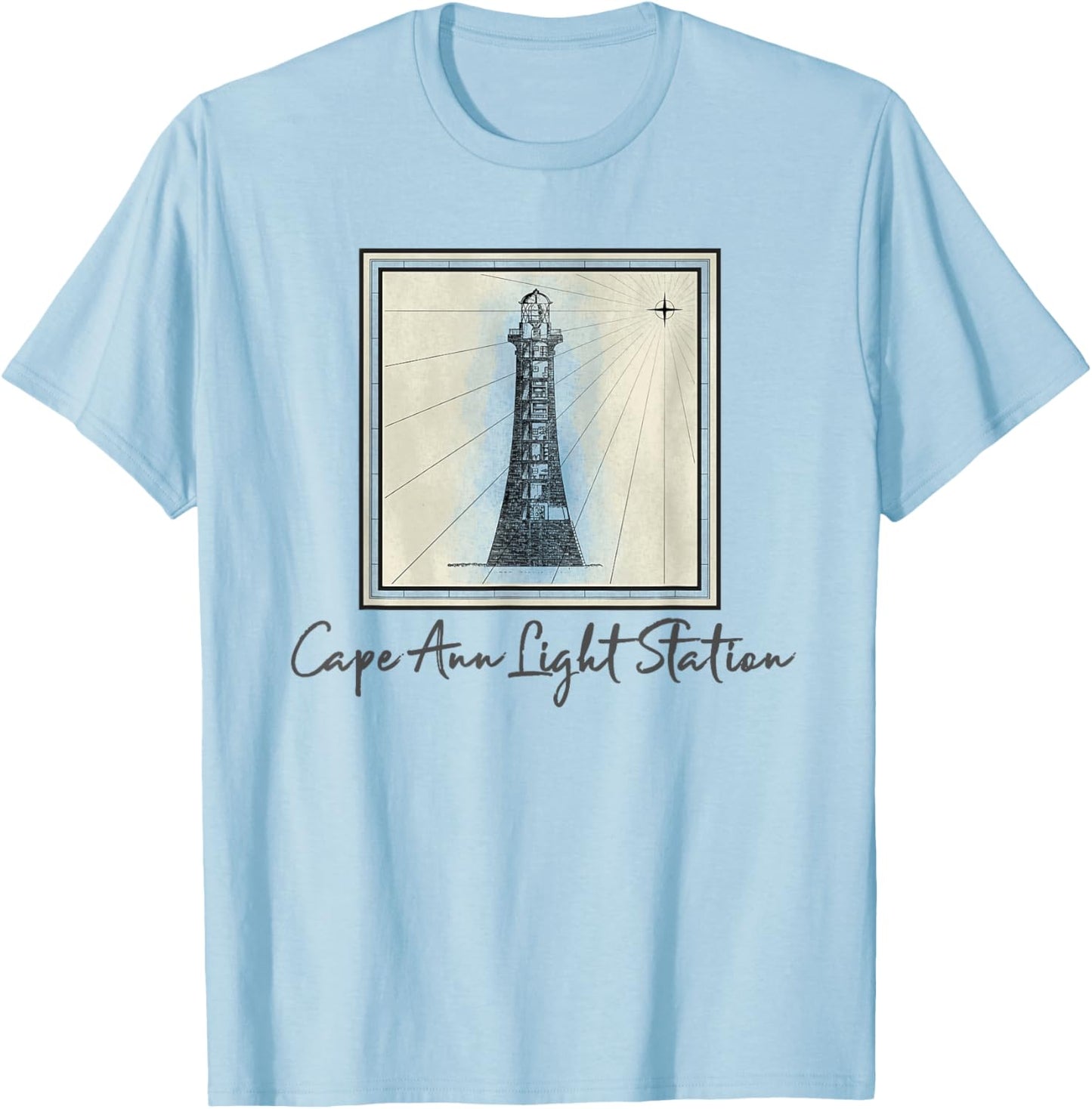 Cape Ann Light Station Lighthouse Rockport Massachhusetts T-Shirt - T-Shirt | Light Blue