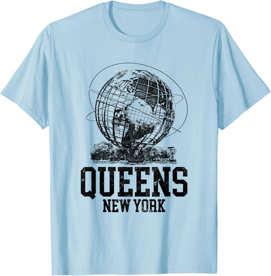 Queens New York - Flushing Meadows - World's Fair Unisiphere T-Shirt - T-Shirt | Light Blue