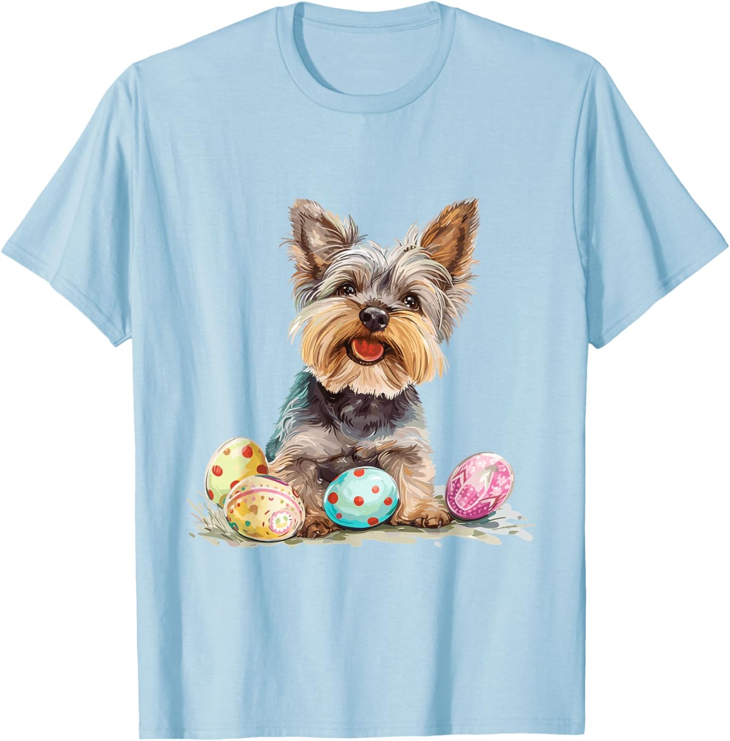 Yorkie Yorkshire Terrier Dog Breed Happy Easter Men Women T-Shirt - T-Shirt | Light Blue
