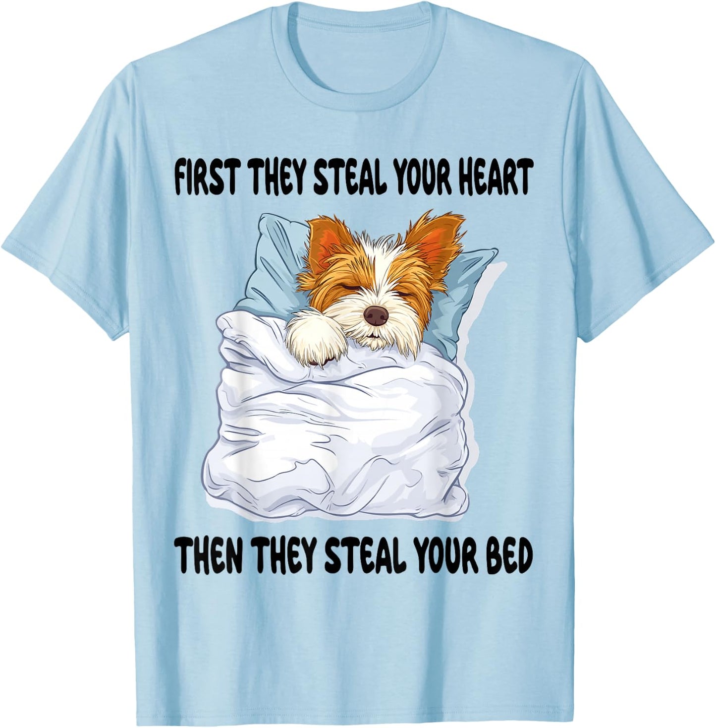 Biewer Terrier Sleeping Pajamas Nightgown T-Shirt - T-Shirt | Light Blue