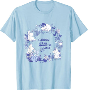 Moomin Garden Life In Moominvalley Blue Print , gray T-Shirt - T-Shirt | Light Blue
