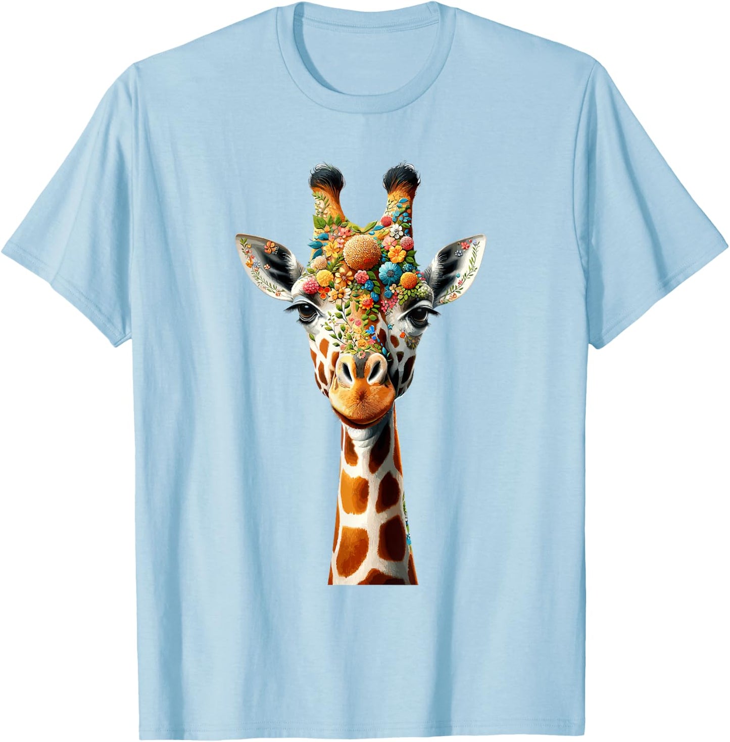 Floral Aesthetic Giraffe Lover Shirt Giraffe T-Shirt - T-Shirt | Light Blue