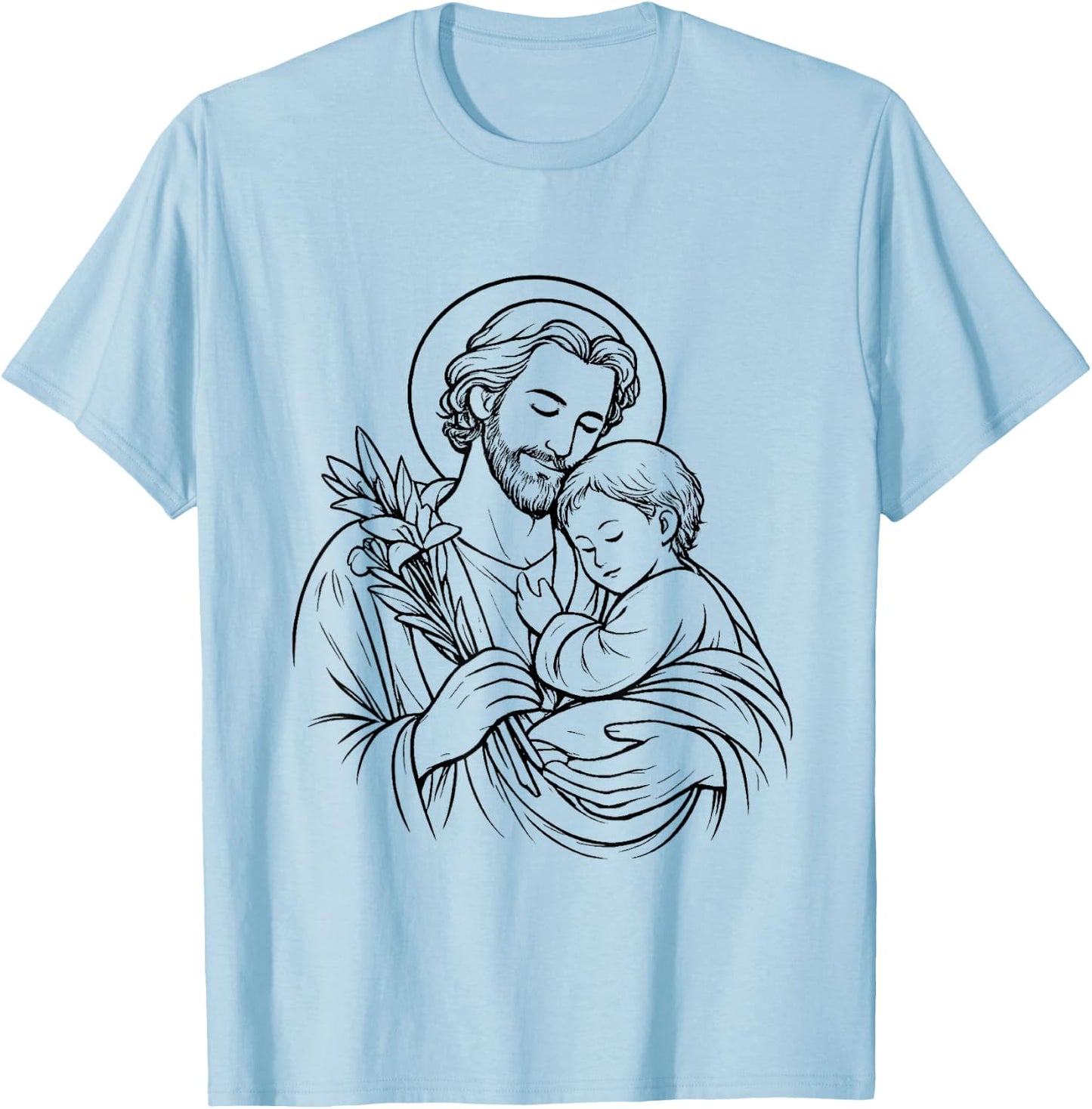 Motif Saint Joseph Catholique Fête des Pères T-Shirt - T-Shirt | Light Blue