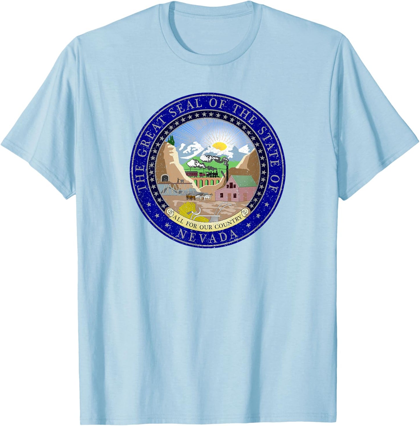 Nevada State Seal Flag Symbol T-Shirt - T-Shirt | Light Blue