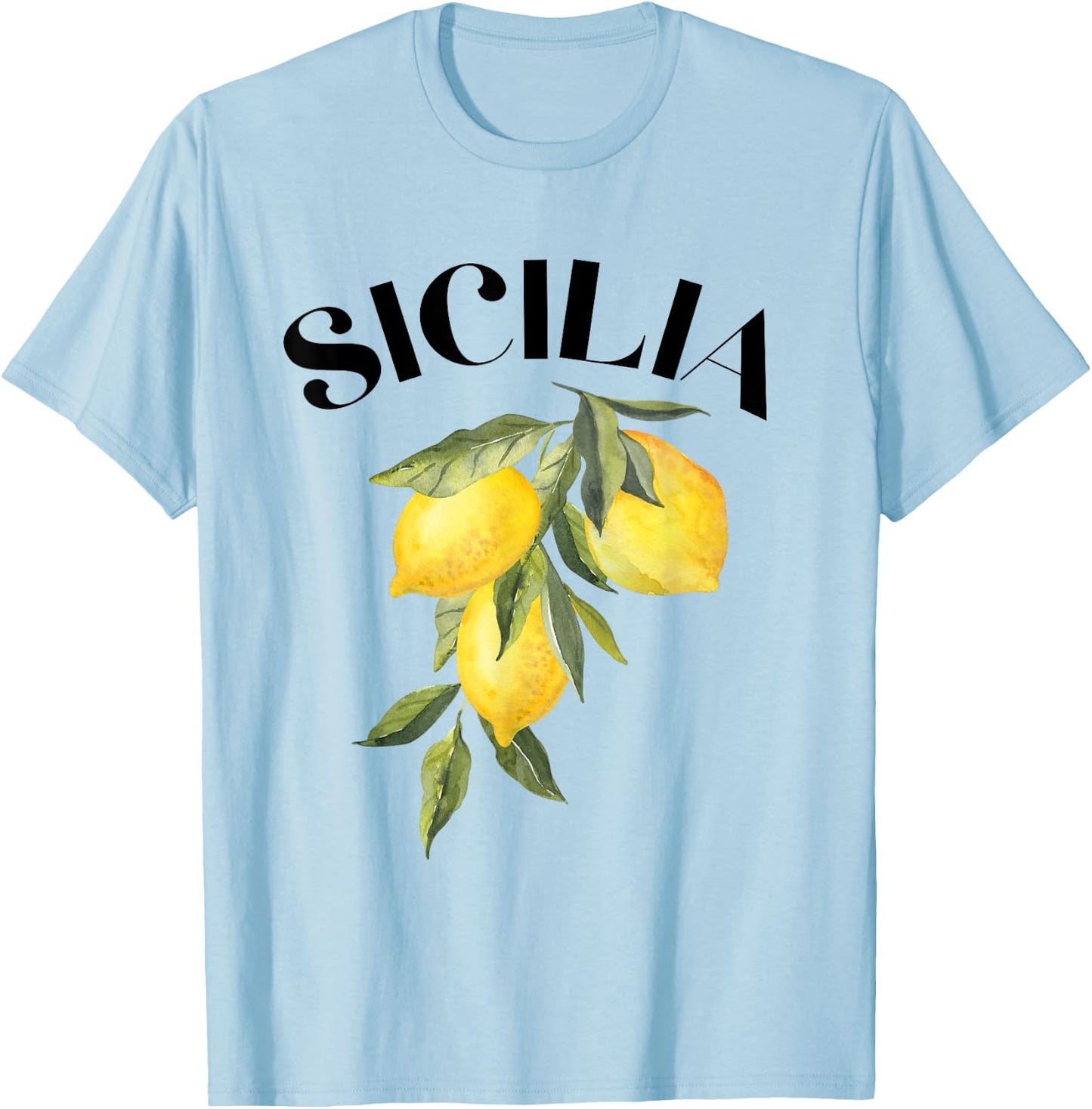 Sicily Lemon Art Italian Fruit Lover Italy Sicilia Vintage T-Shirt - T-Shirt | Light Blue