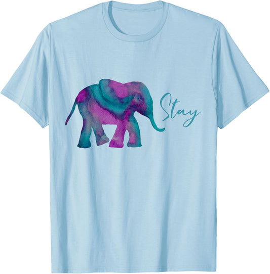 Stay Suicide Prevention Teal Purple Elephant Mental Health T-Shirt - T-Shirt | Light Blue