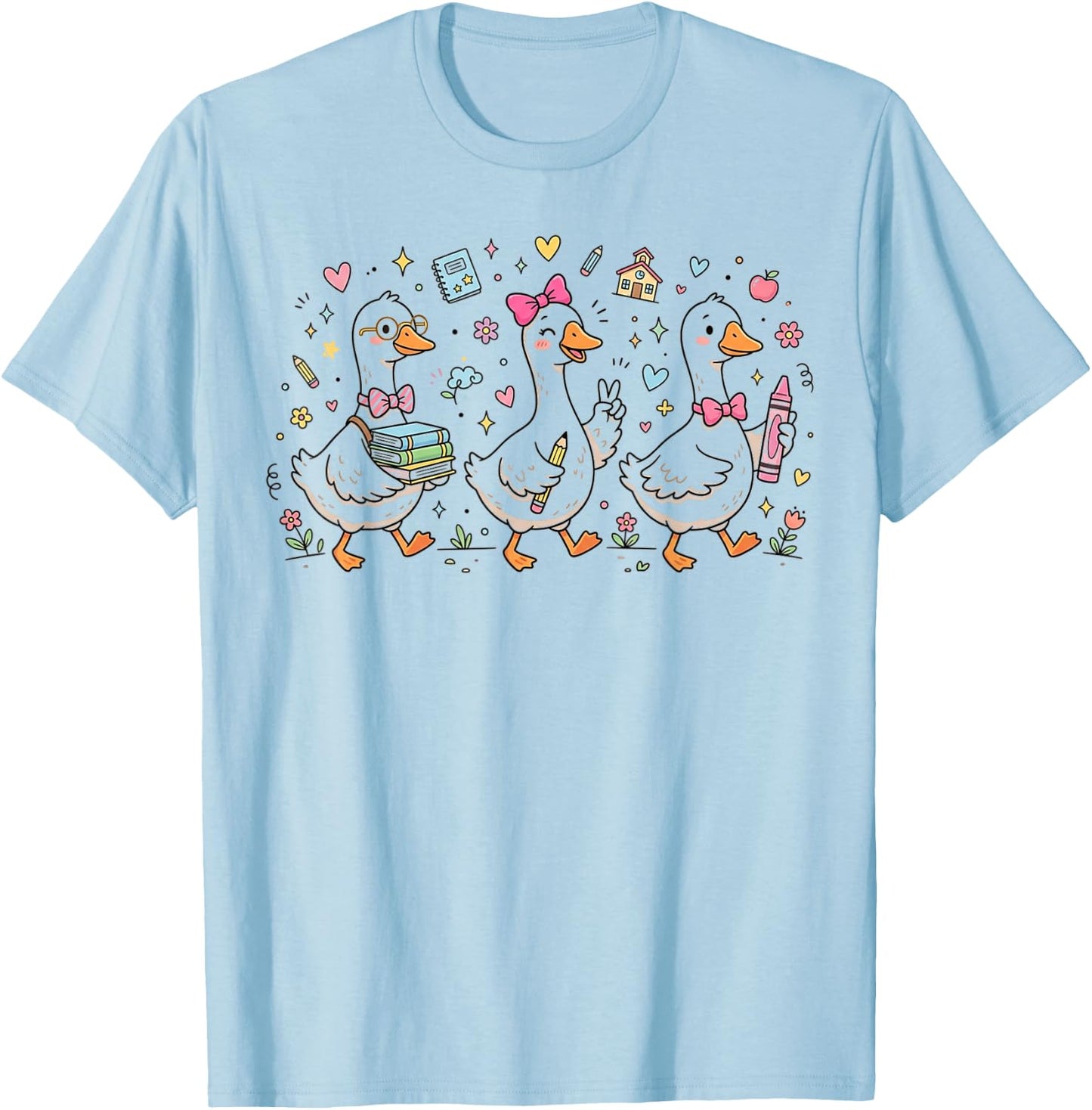 Kindergarten 1st Grade Goose Back to School Girls T-Shirt - T-Shirt | Light Blue