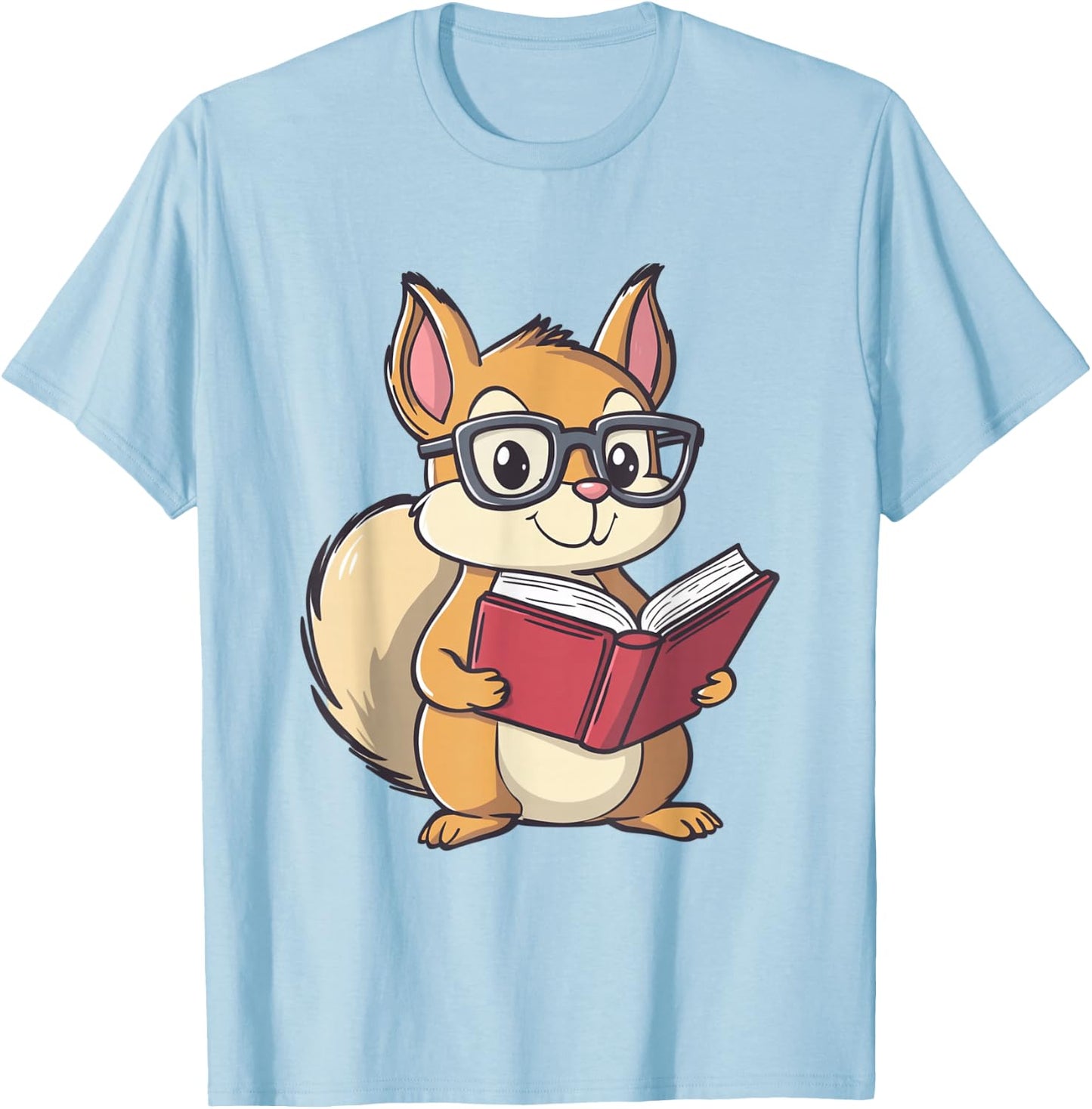 Squirrel Reading Book for Boys Girls Kids Bookworm T-Shirt - T-Shirt | Light Blue