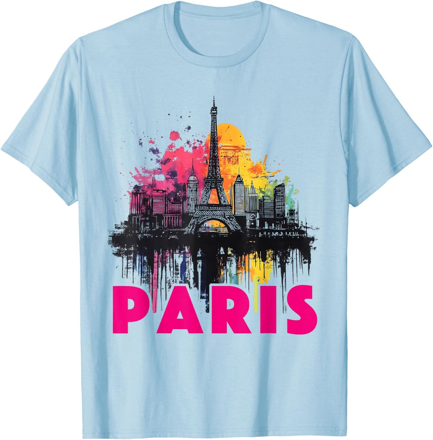 Paris Outfit for French Men and Women France , White T-Shirt - T-Shirt | Light Blue