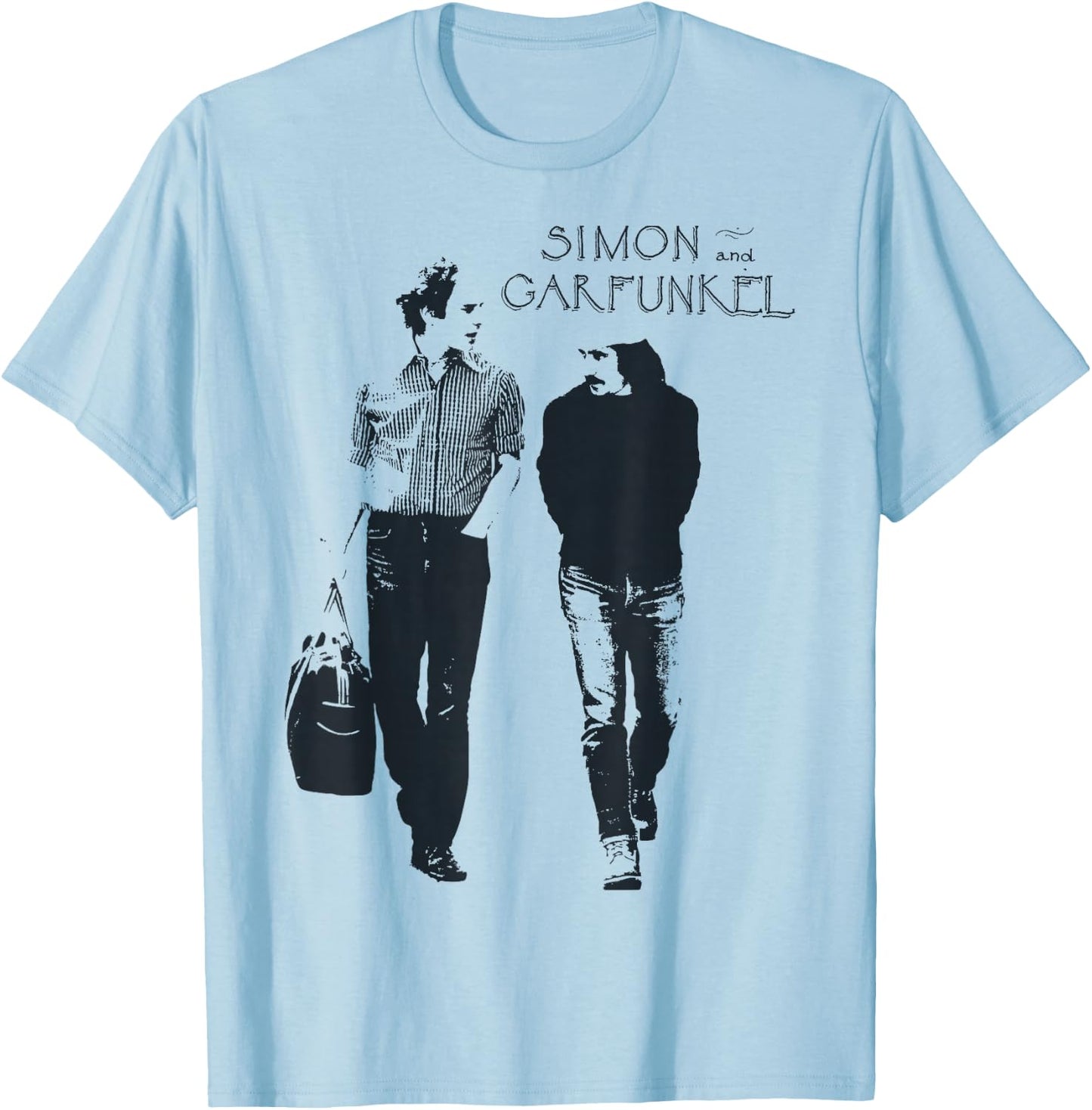 Control Industry - Simon & Garfunkel , Erwachsene & Kinder, Weiß, S, Kurzarm, Cartoon, Klassisch, Schnelltrocknend, Crew-Ausschnitt, Small T-Shirt - T-Shirt | Light Blue