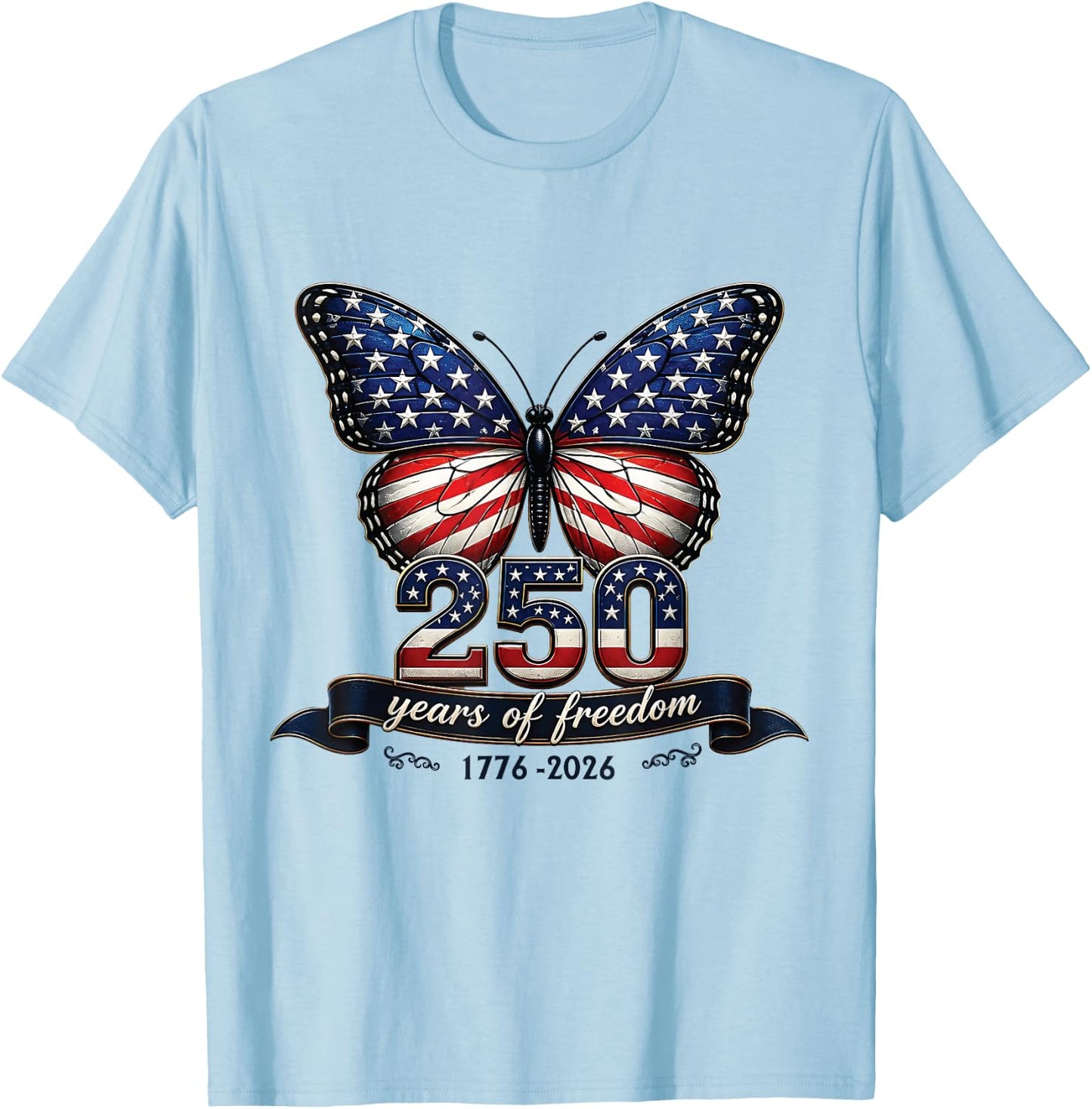 America US Flag 250 1776 2026 250th Anniversary 4th of July T-Shirt - T-Shirt | Light Blue