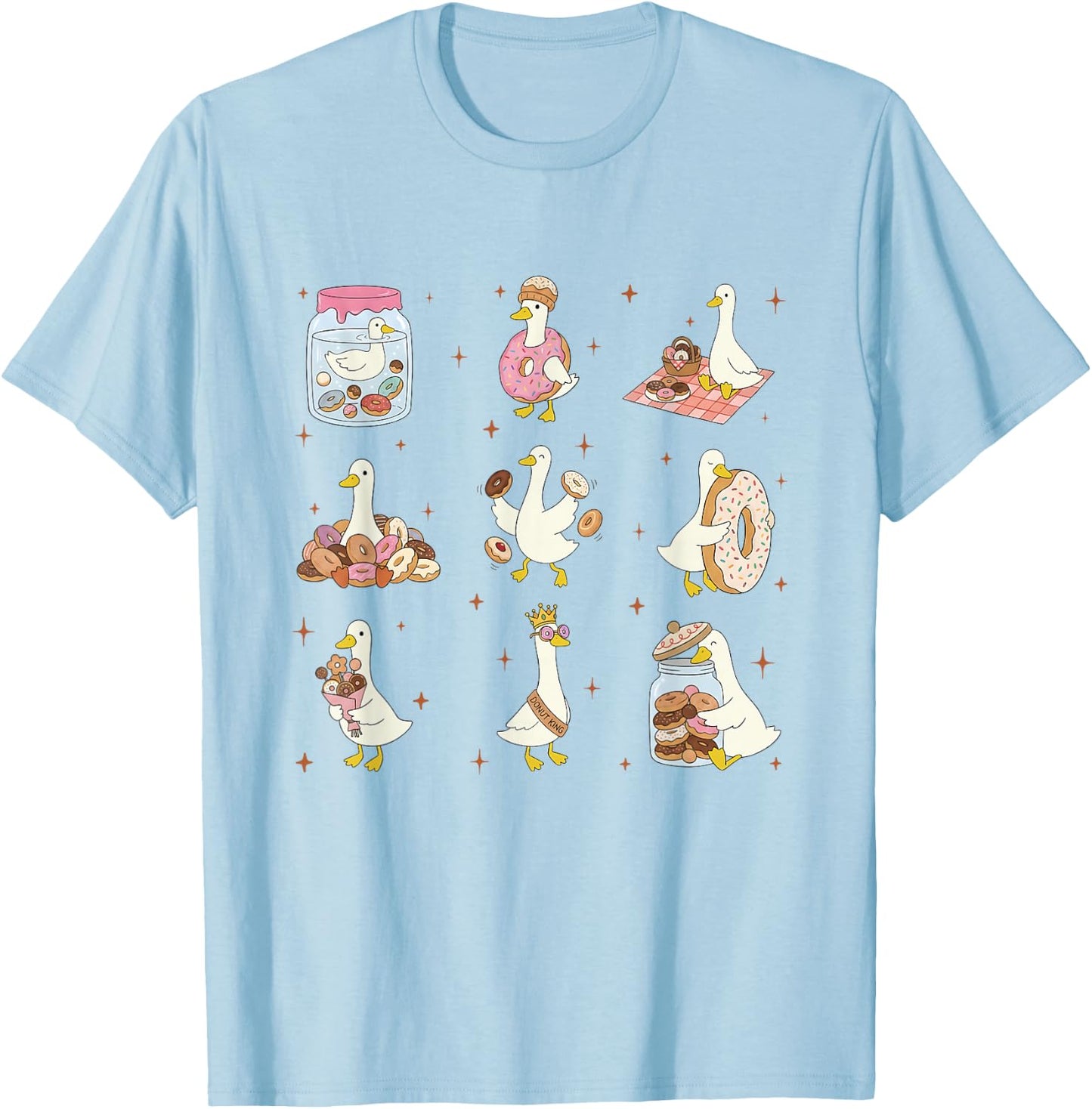 Women Donut Lover Silly Goose Party Donuts Bakery Lover T-Shirt - T-Shirt | Light Blue