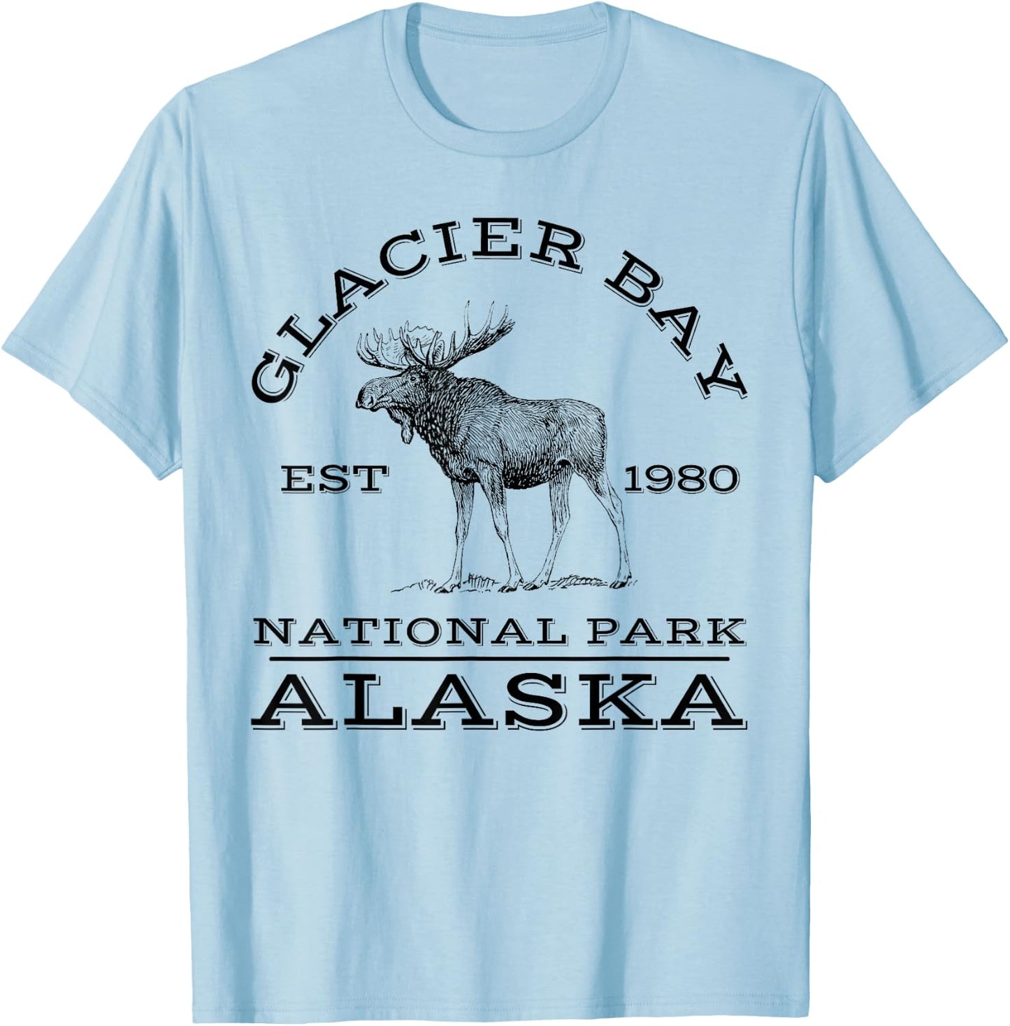 Glacier Bay National Park Alaska Moose Hiking Outdoors T-Shirt - T-Shirt | Light Blue