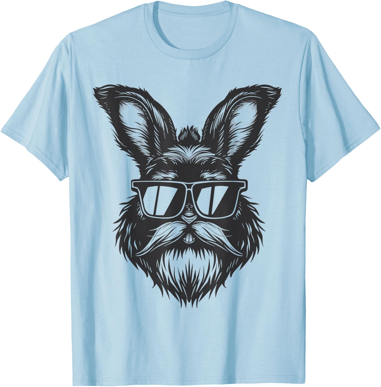 Beard Bunny Face With Sunglasses Easter Day 2024 Men Boy Kid T-Shirt - T-Shirt | Light Blue