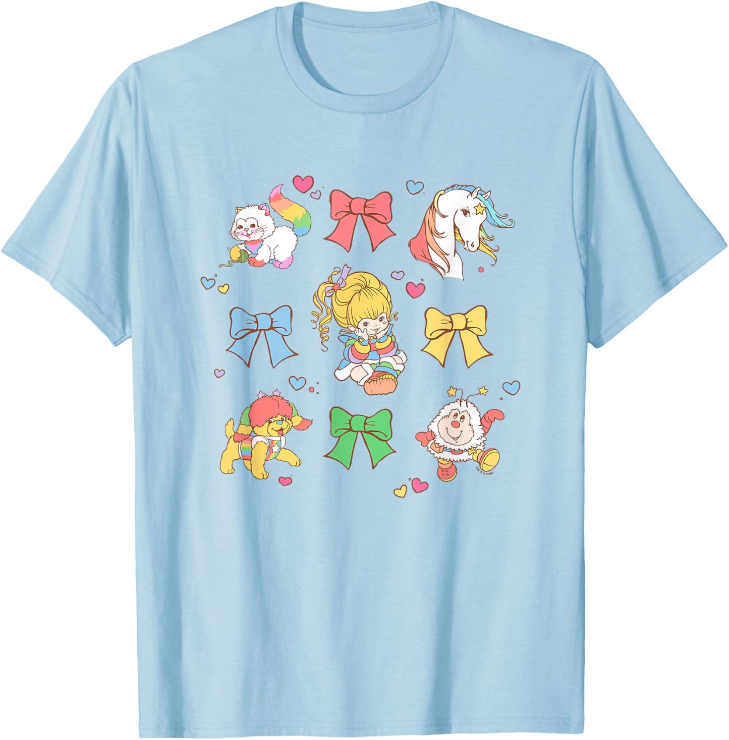 Rainbow Brite Unicorn Bows & Sprites Jumble T-Shirt - T-Shirt | Light Blue