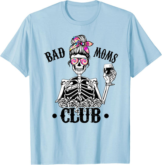 Lustiges Muttertagsgeschenk "Bad Moms" Club Mom Life Tie Dye Skull T-Shirt - T-Shirt | Light Blue