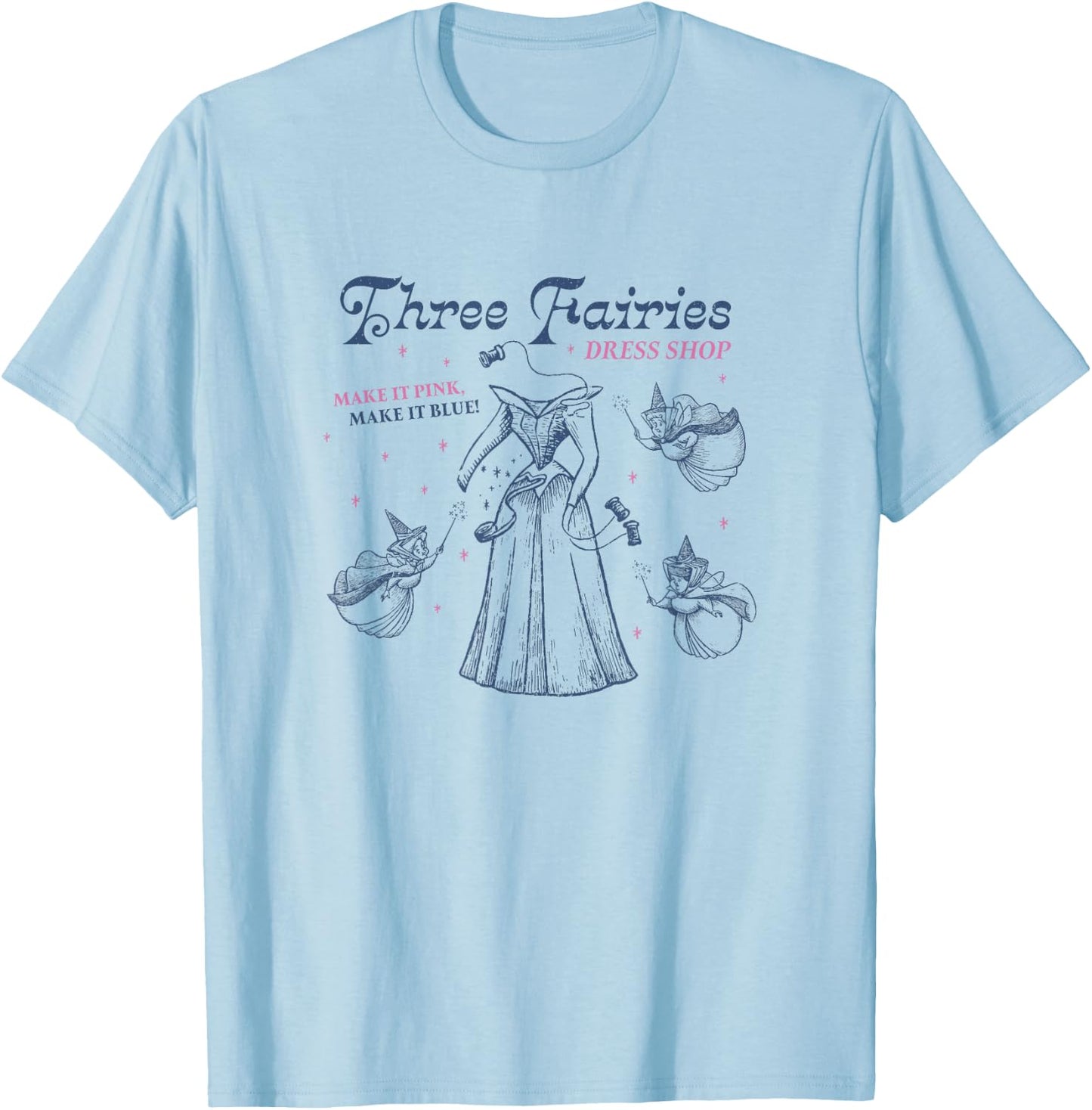 Disney Cinderella Three Fairies Making It Big Chest Poster T-Shirt - T-Shirt | Light Blue