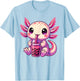Axolotl Boba Tea Bubble Tea Cute Axolotl T-Shirt - T-Shirt | Light Blue