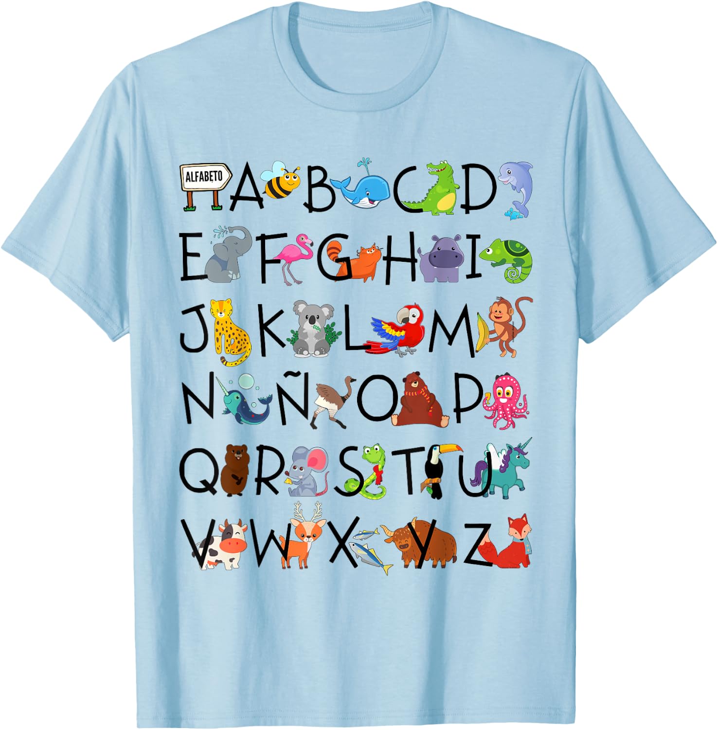 Spanish Alphabet, Maestra, Spanish Teacher T-Shirt - T-Shirt | Light Blue