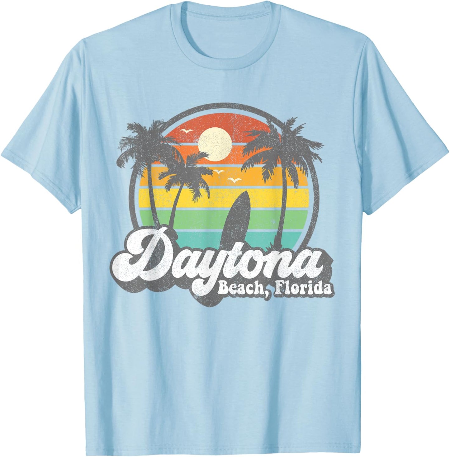 Vintage Daytona Beach Florida Surfing Retro 70's Surf Gift Women Girls Kids T-Shirt - T-Shirt | Light Blue