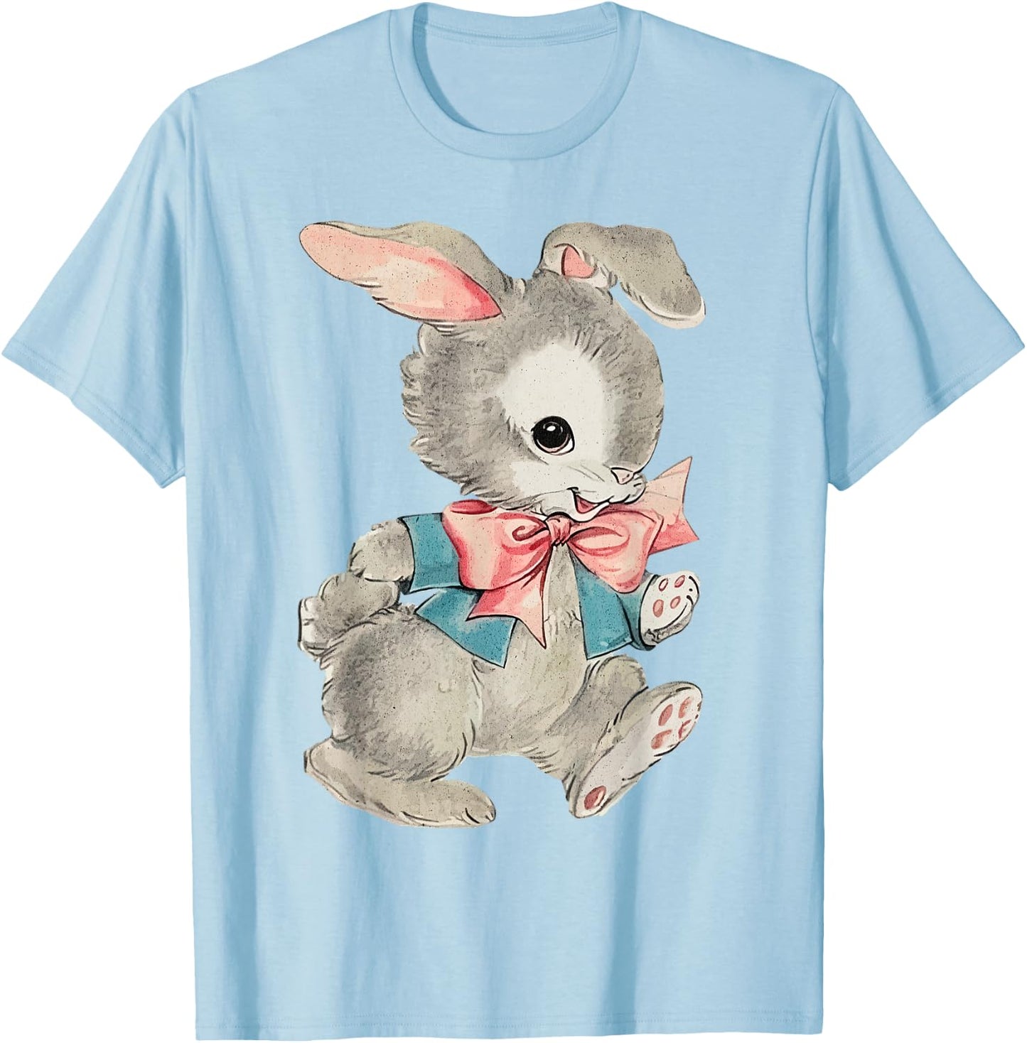 Vintage Easter Cute Easter Bunny Rabbit Spring Retro Vintage T-Shirt - T-Shirt | Light Blue
