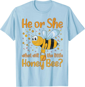 Her or She what will the little Honey Bee - Gender Reveal T-Shirt - T-Shirt | Light Blue