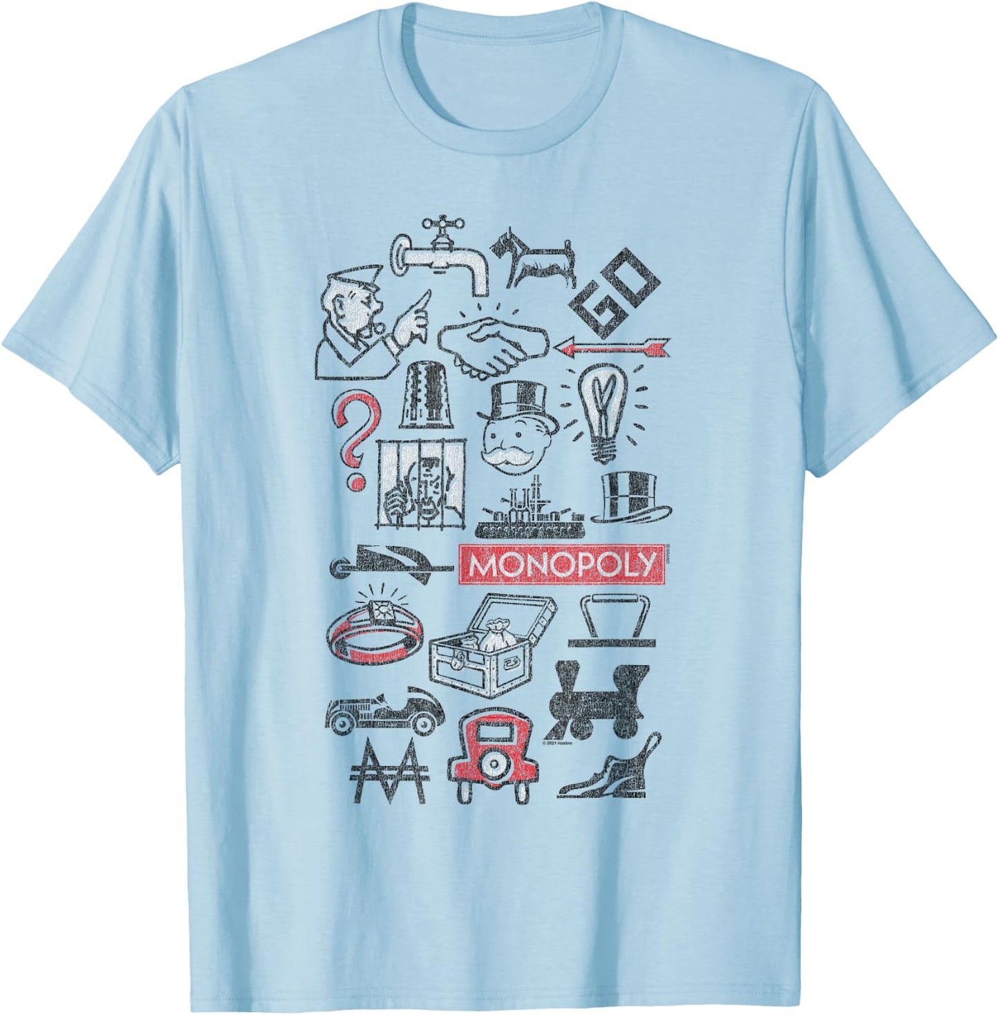 Monopoly Icons , White, s T-Shirt - T-Shirt | Light Blue