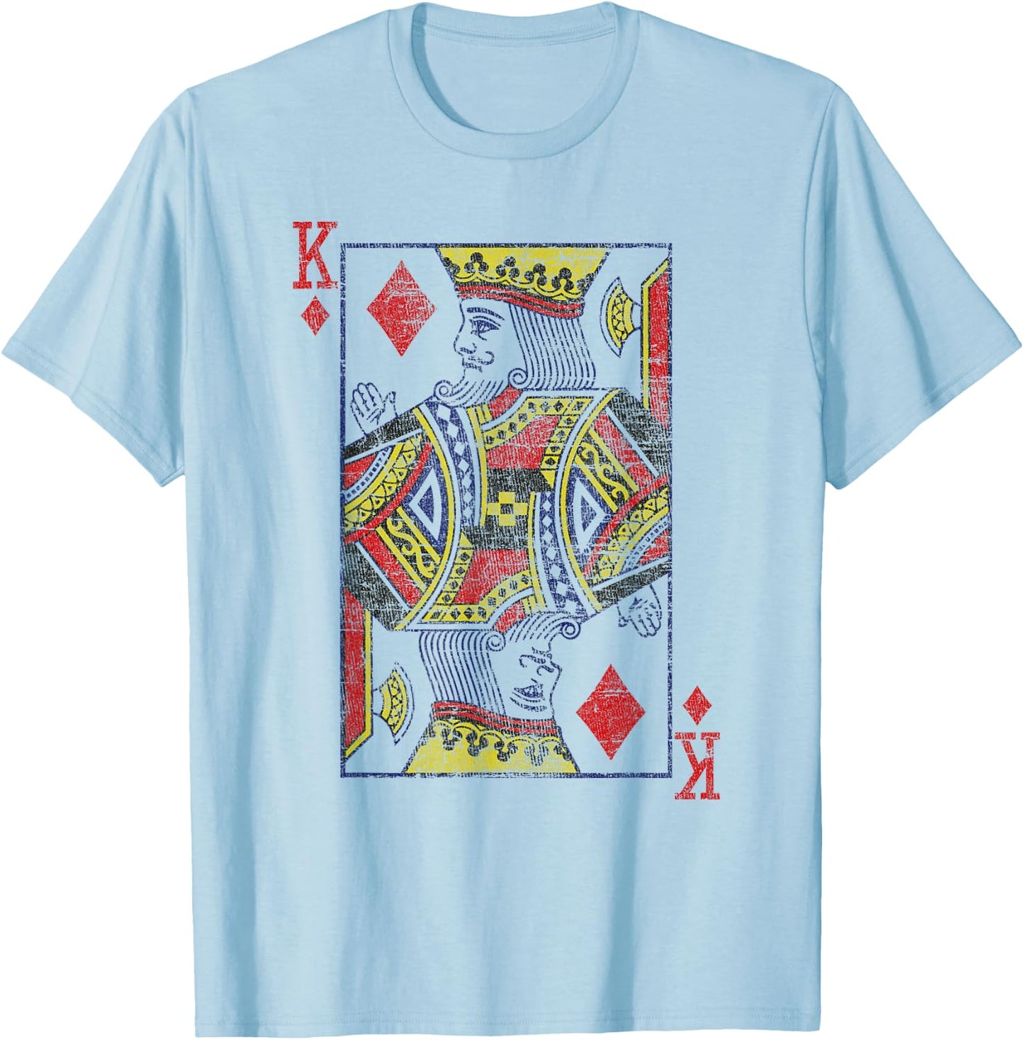 King Of Diamonds Playing Card Costume Poker Distressed T-Shirt - T-Shirt | Light Blue