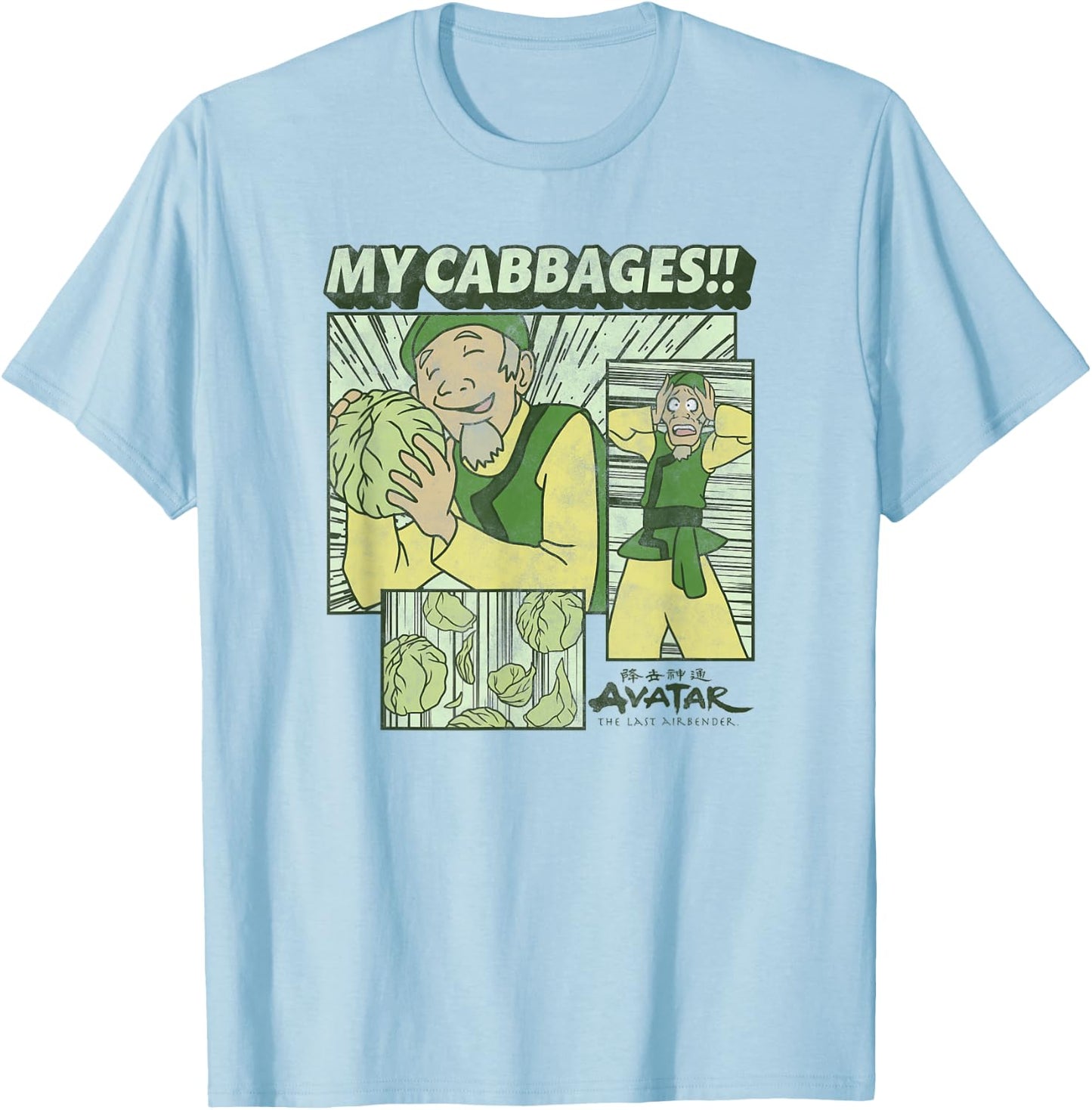 Avatar: The Last Airbender Cabbage Merchant Panels Short Sleeve T-Shirt - T-Shirt | Light Blue