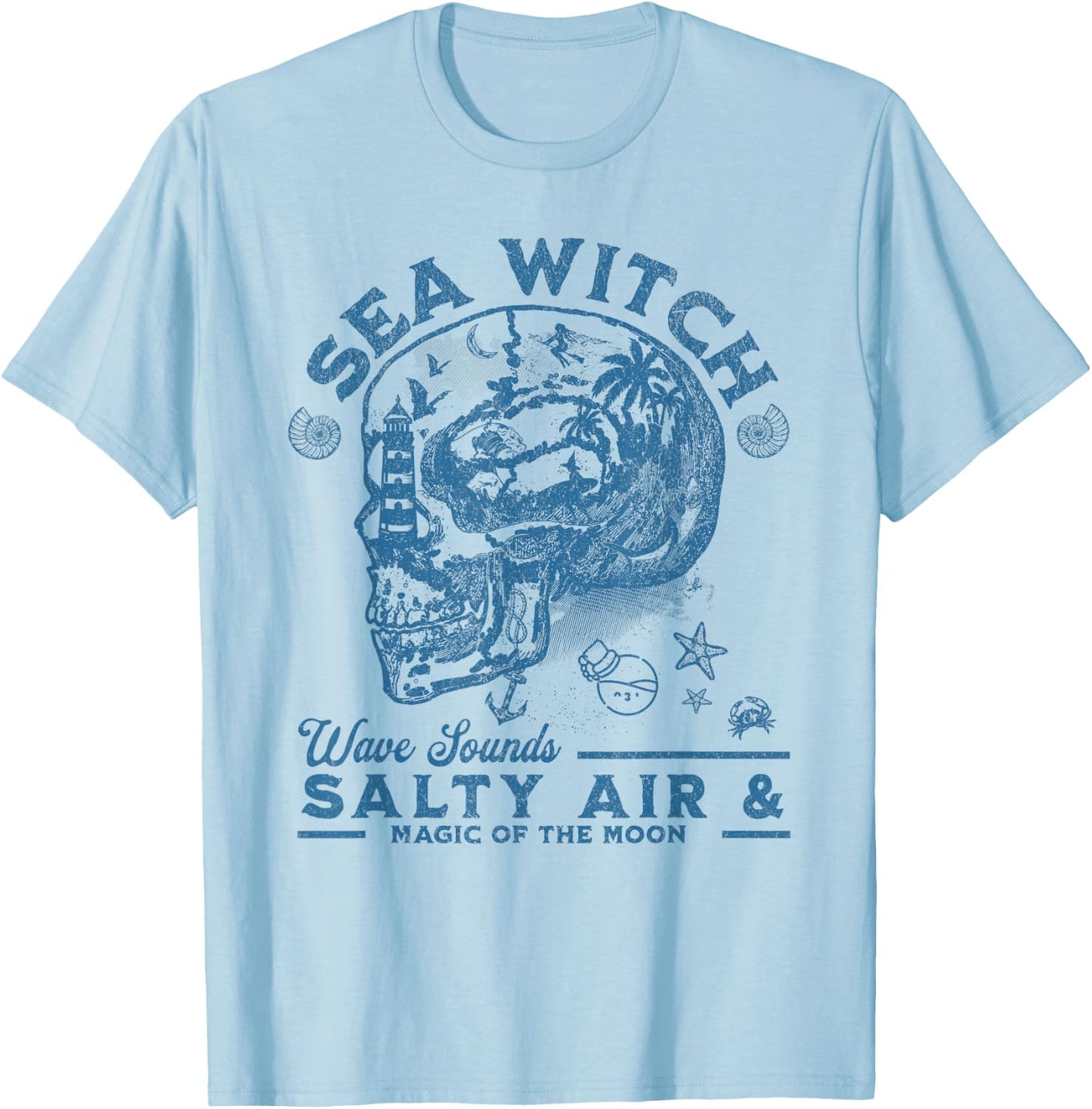Sea Witch Wave Sounds Salty Air and Magic of the Moon T-Shirt - T-Shirt | Light Blue