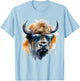 Bison Sunglasses - Art Animals Bison T-Shirt - T-Shirt | Light Blue