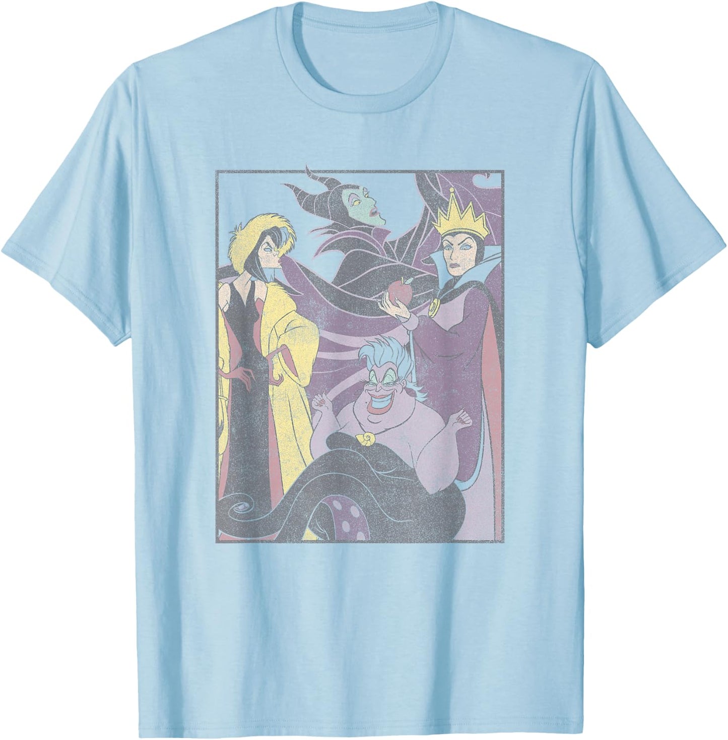 Disney Villains Ursula, Cruella, & Evil Queen Vintage Pose T-Shirt - T-Shirt | Light Blue