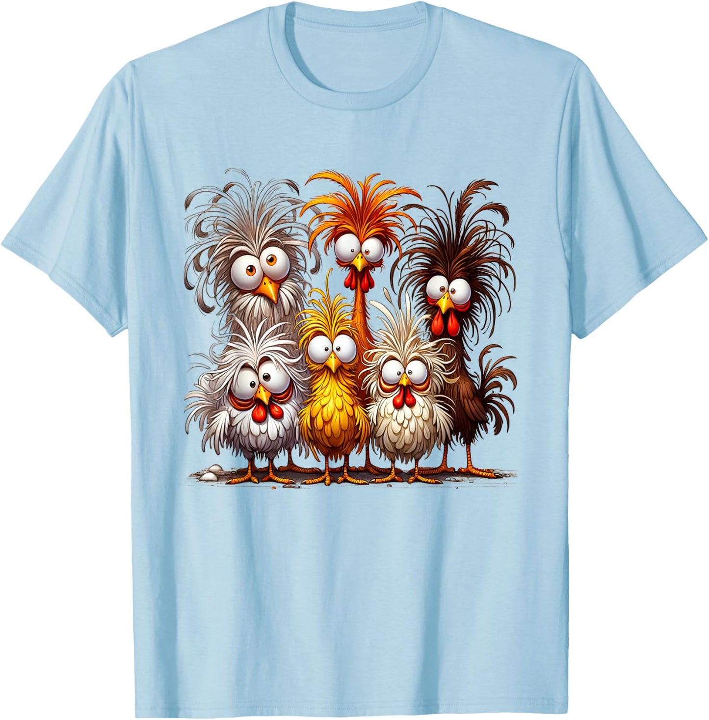 Funny Eagerly Quirky Chicken Art T-Shirt - T-Shirt | Light Blue
