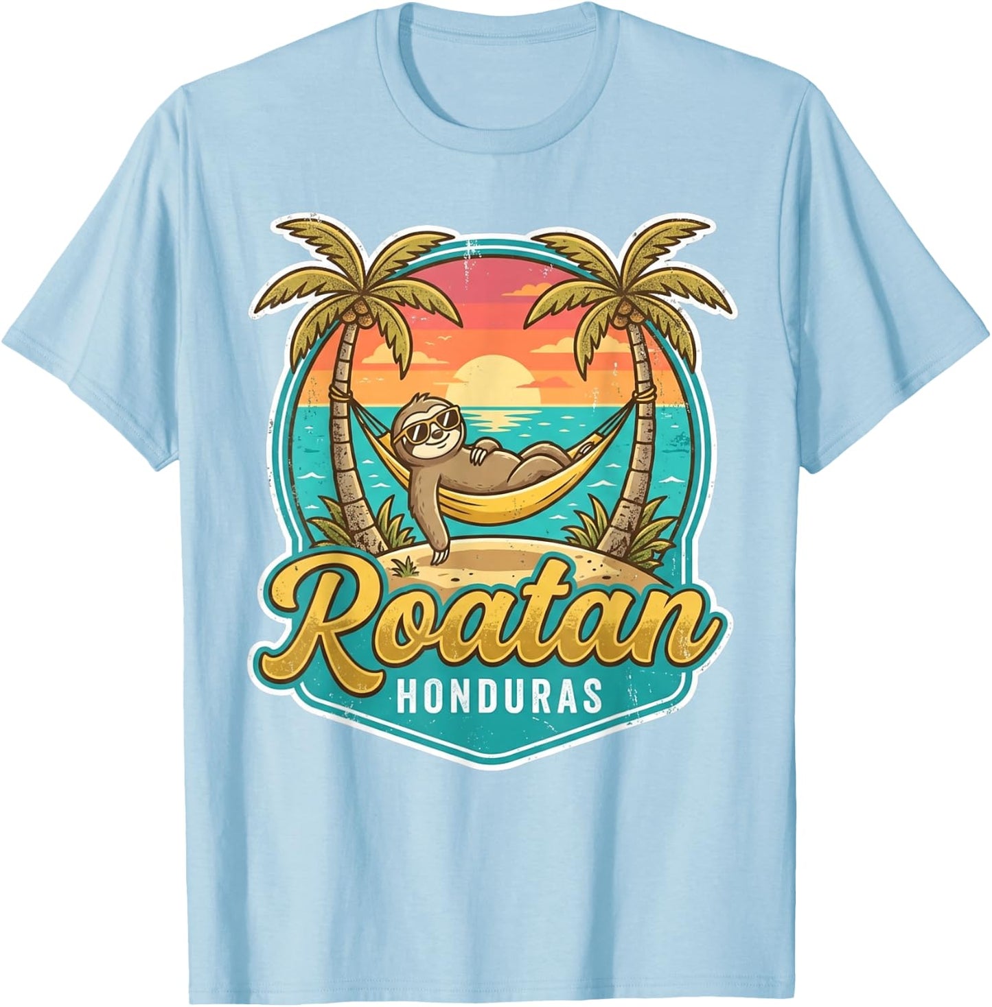 Roatan Sloth, Roatan Honduras Sloth, Roatan T-Shirt - T-Shirt | Light Blue